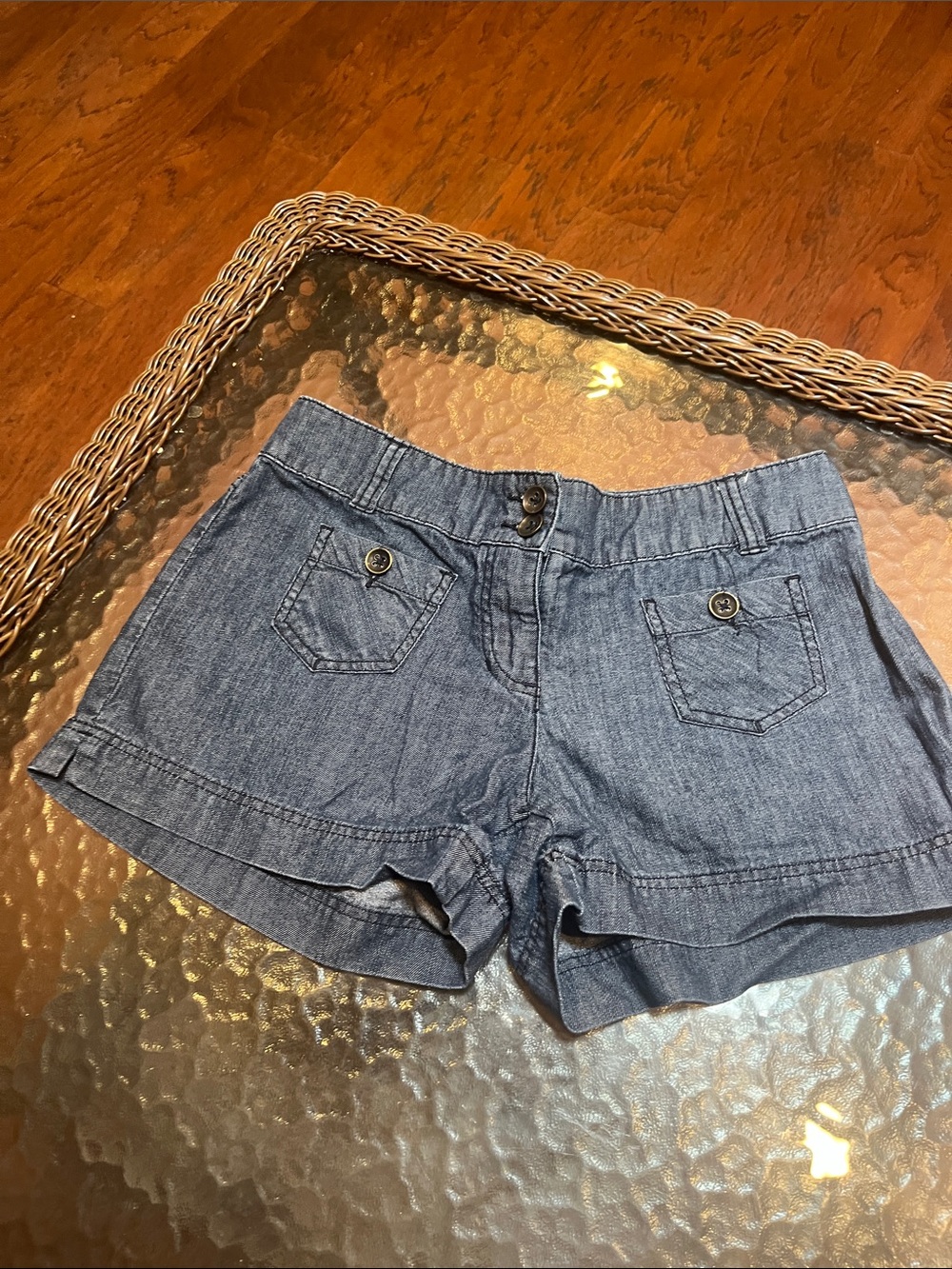 New York & Company Blue Denim-Look Shorts